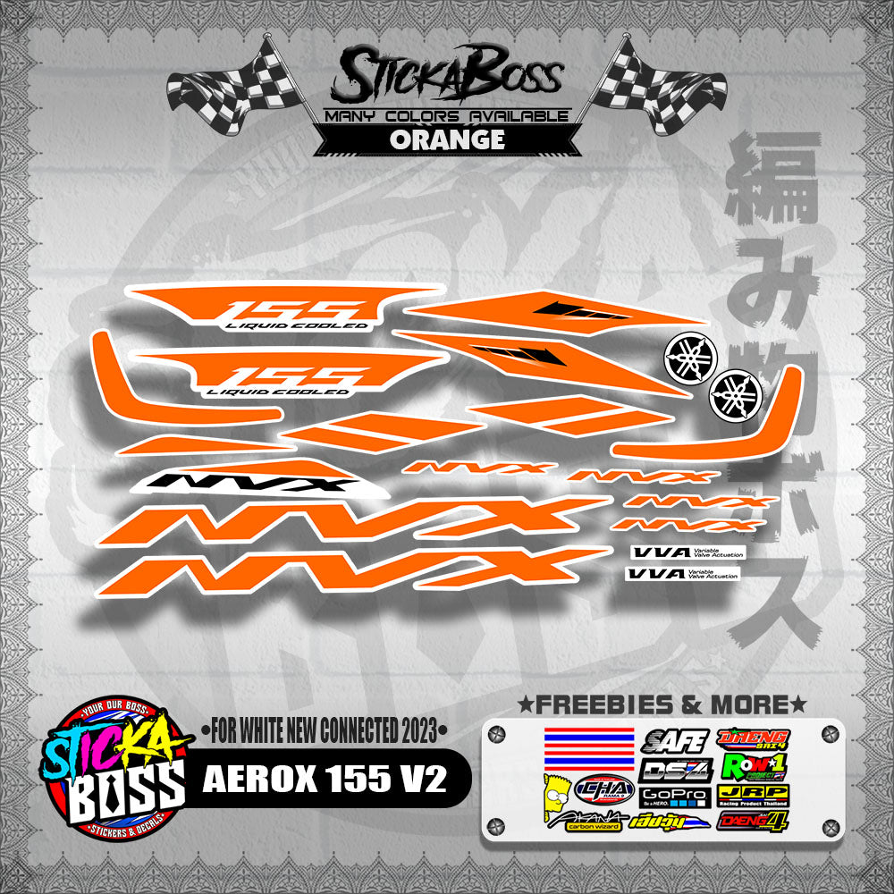 AEROX 155 V2 DECALS ( FOR WHITE NEW CONNECTED 2023 )【WITH FREEBIES】