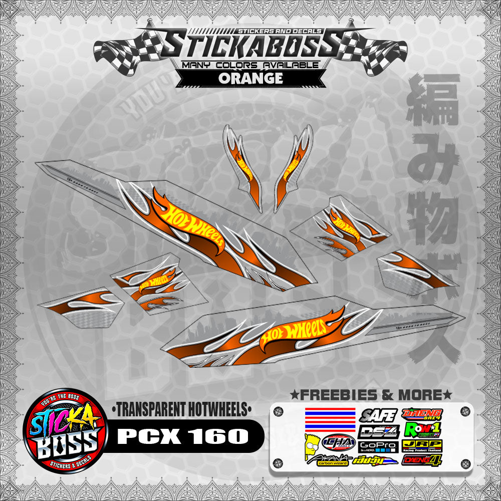 【PREMIUM UV PRINT】TRANSPARENT PCX 160 DECALS ( TRANSPARENT HOTWHEELS )【WITH FREEBIES】
