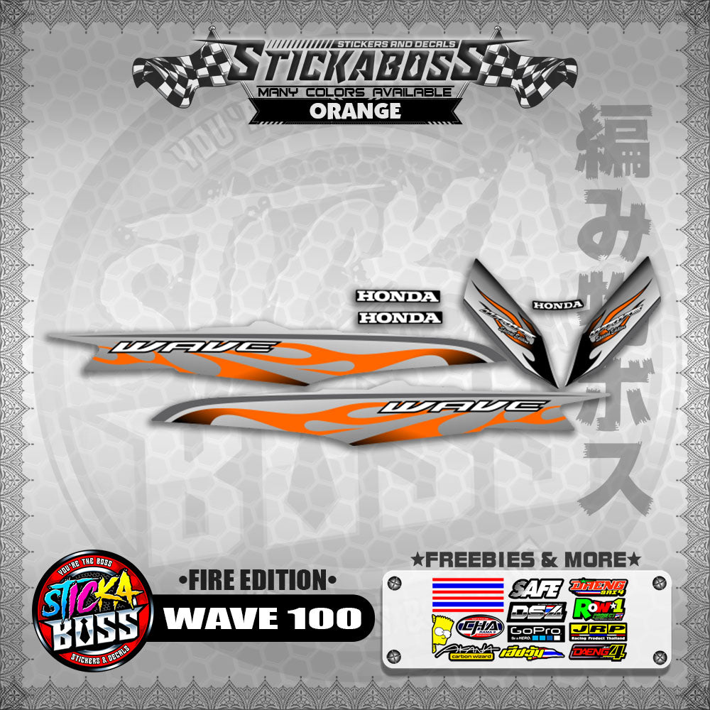 WAVE 100 STICKER DECALS ( FIRE EDITION )【WITH FREEBIES】