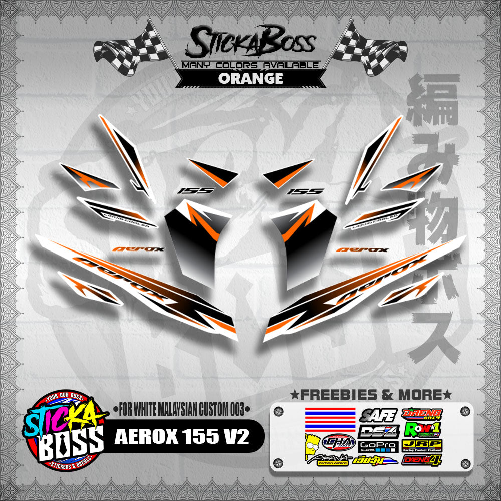 AEROX 155 V2 DECALS ( FOR WHITE MALAYSIAN CUSTOM 003 )【WITH FREEBIES】