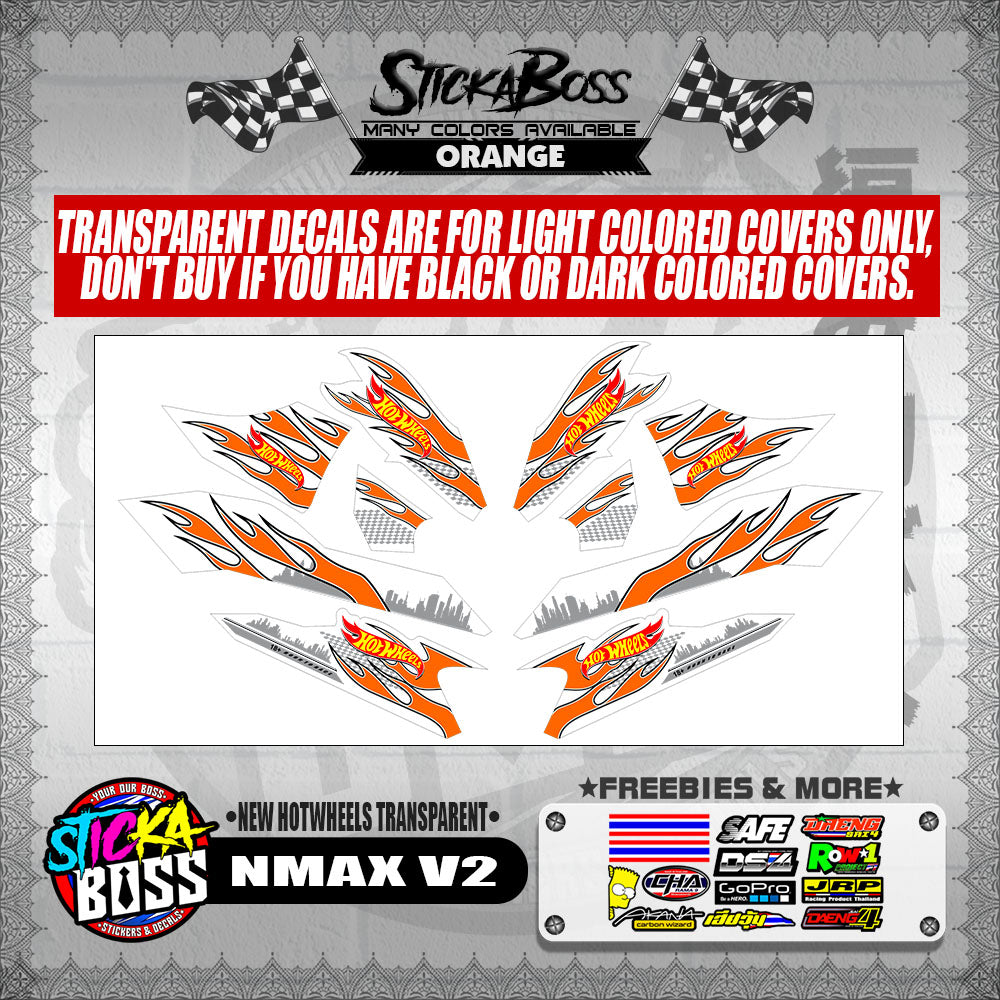 NMAX V2 DECALS ( NEW HOTWHEELS TRANSPARENT )【WITH FREEBIES】