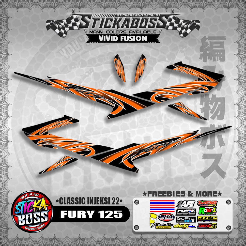 FURY 125 STICKER DECALS ( CLASSIC INJEKSI 22 )【WITH FREEBIES】