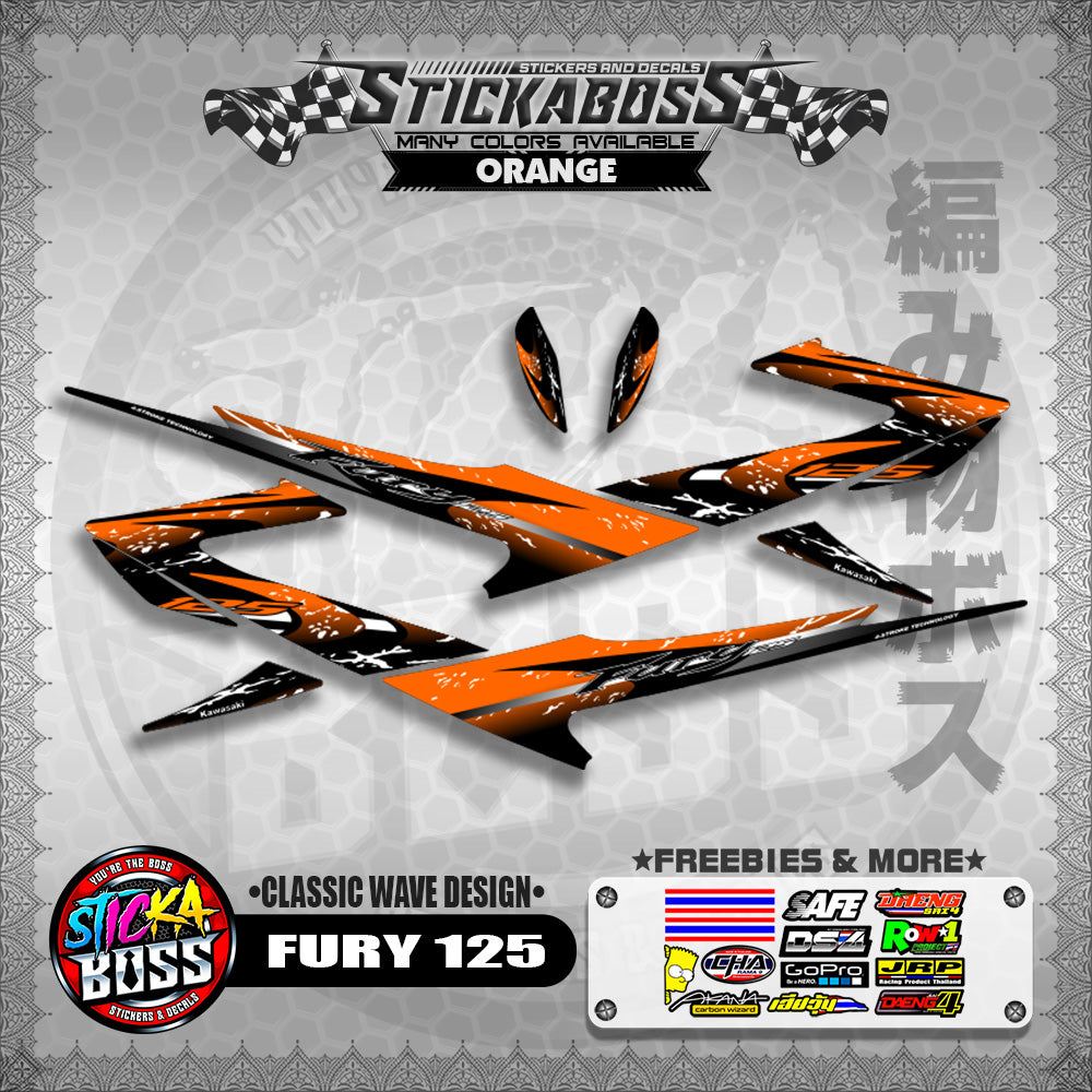 FURY 125 STICKER DECALS ( CLASSIC WAVE DESIGN )【WITH FREEBIES】