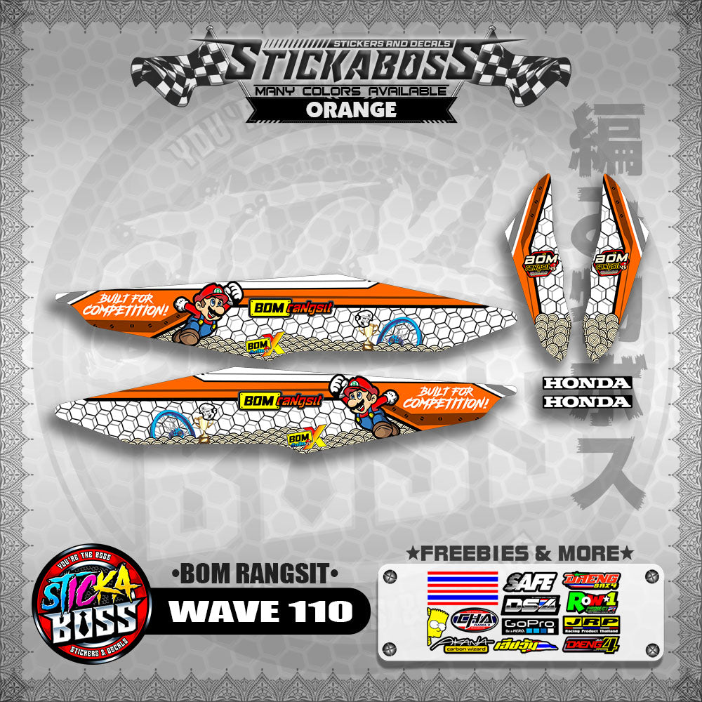 WAVE 110 DECALS ( BOM RANGSIT )【WITH FREEBIES】