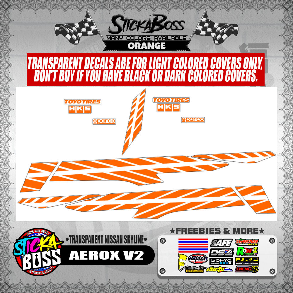 AEROX V2 DECALS ( TRANSPARENT NISSAN SKYLINE )【WITH FREEBIES】