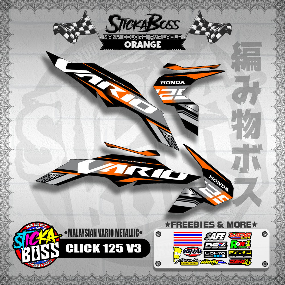 CLICK 125 V3 DECALS ( MALAYSIAN VARIO METALLIC )【WITH FREEBIES】