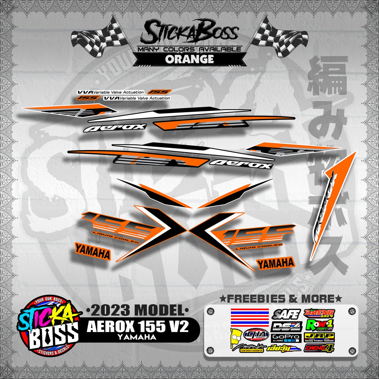 AEROX 155 V2 2023 STOCK DECALS ( 2023 MODEL )【WITH FREEBIES】