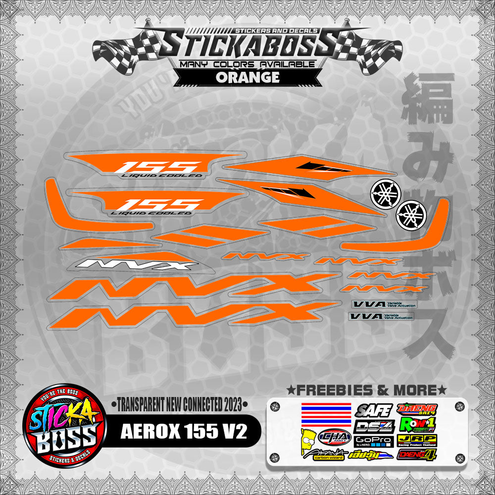【PREMIUM UV PRINT】TRANSPARENT AEROX 155 V2 DECALS ( NEW CONNECTED 2023 )【WITH FREEBIES】