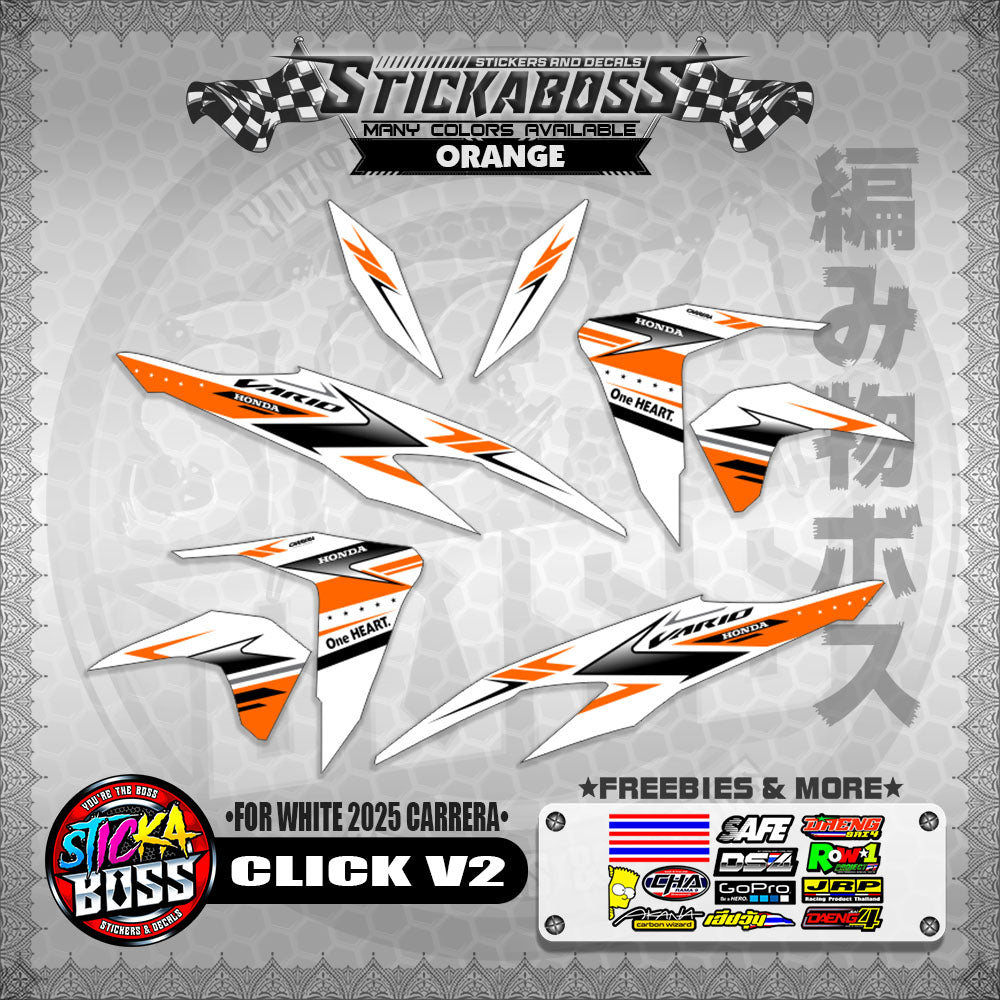 CLICK V2 STICKER DECALS ( FOR WHITE 2025 CARRERA )【WITH FREEBIES】