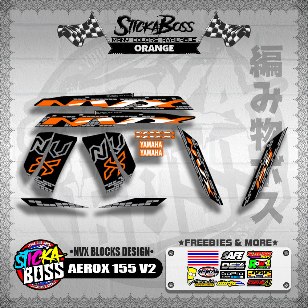 AEROX 155 V2 DECALS ( NVX BLOCKS DESIGN )【WITH FREEBIES】