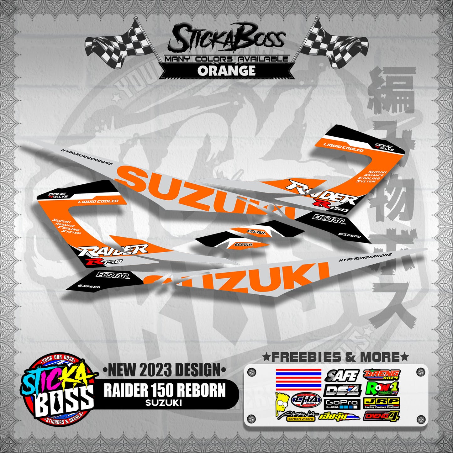 RAIDER 150 REBORN STOCK DECALS ( NEW 2023 DESIGN )【WITH FREEBIES】