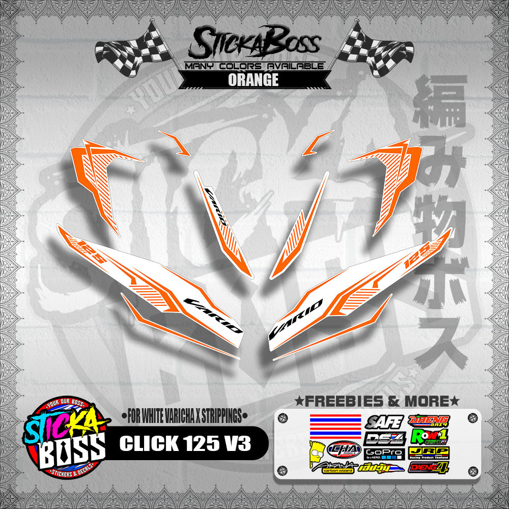 CLICK 125 V3 DECALS ( FOR WHITE VARICHA X STRIPPINGS )【WITH FREEBIES】