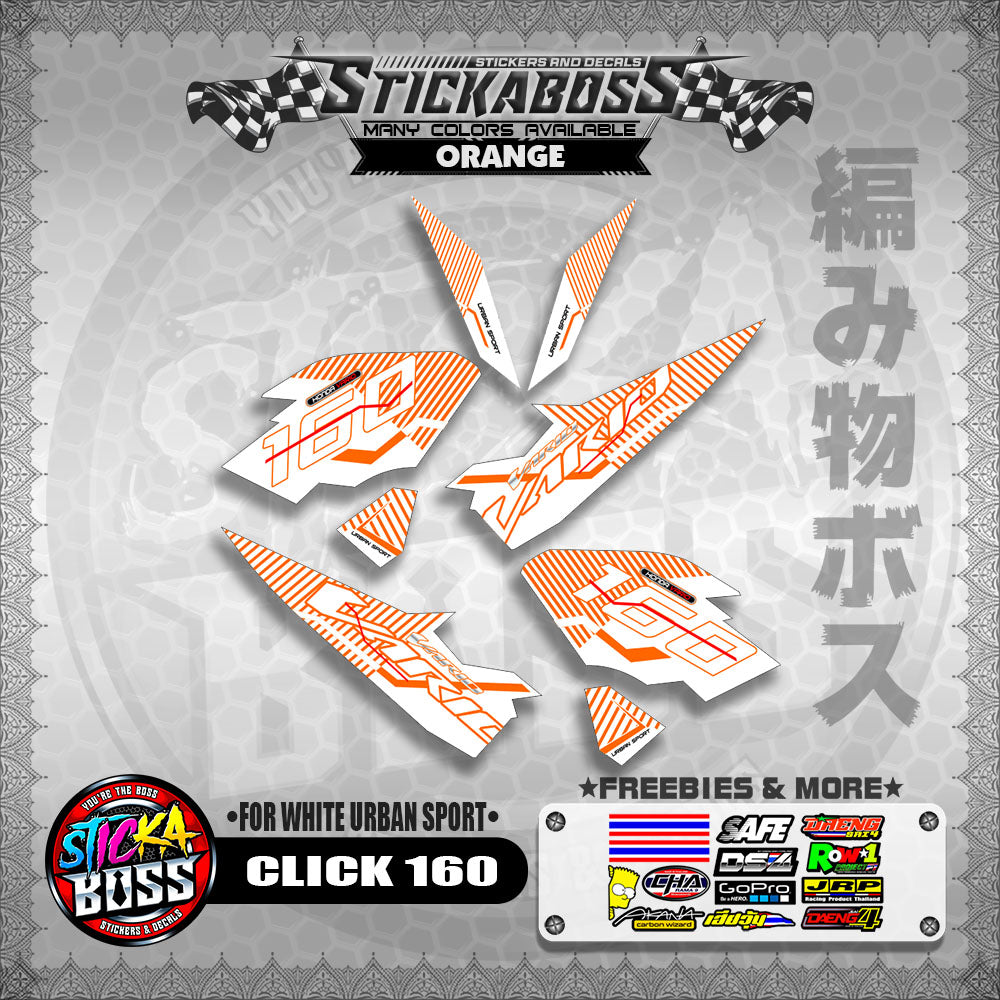 CLICK 160 STICKER DECALS ( FOR WHITE URBAN SPORT )【WITH FREEBIES】