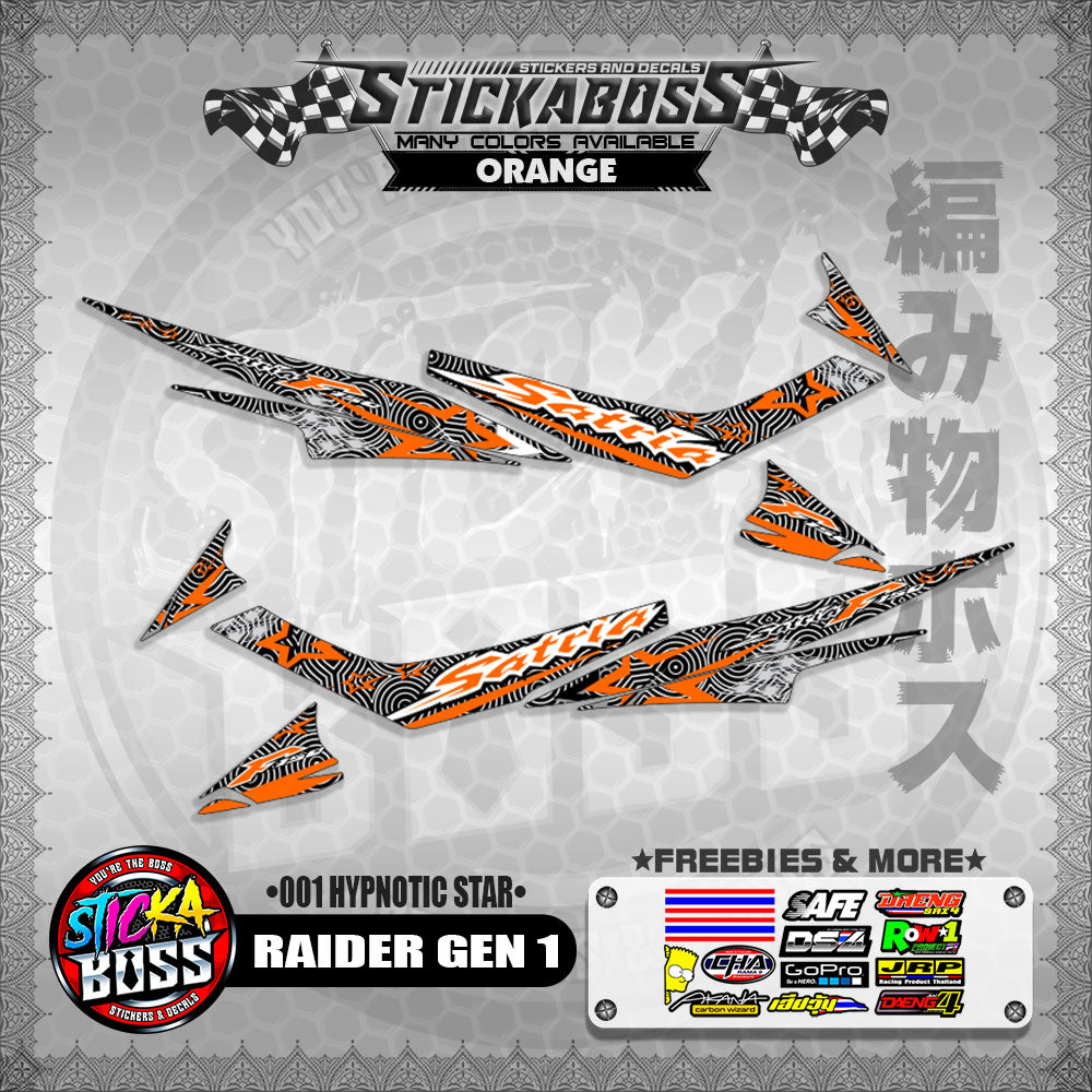 RAIDER GEN 1 MALAYSIAN STICKER DECALS (001 HYPNOTIC STAR)【WITH FREEBIES】