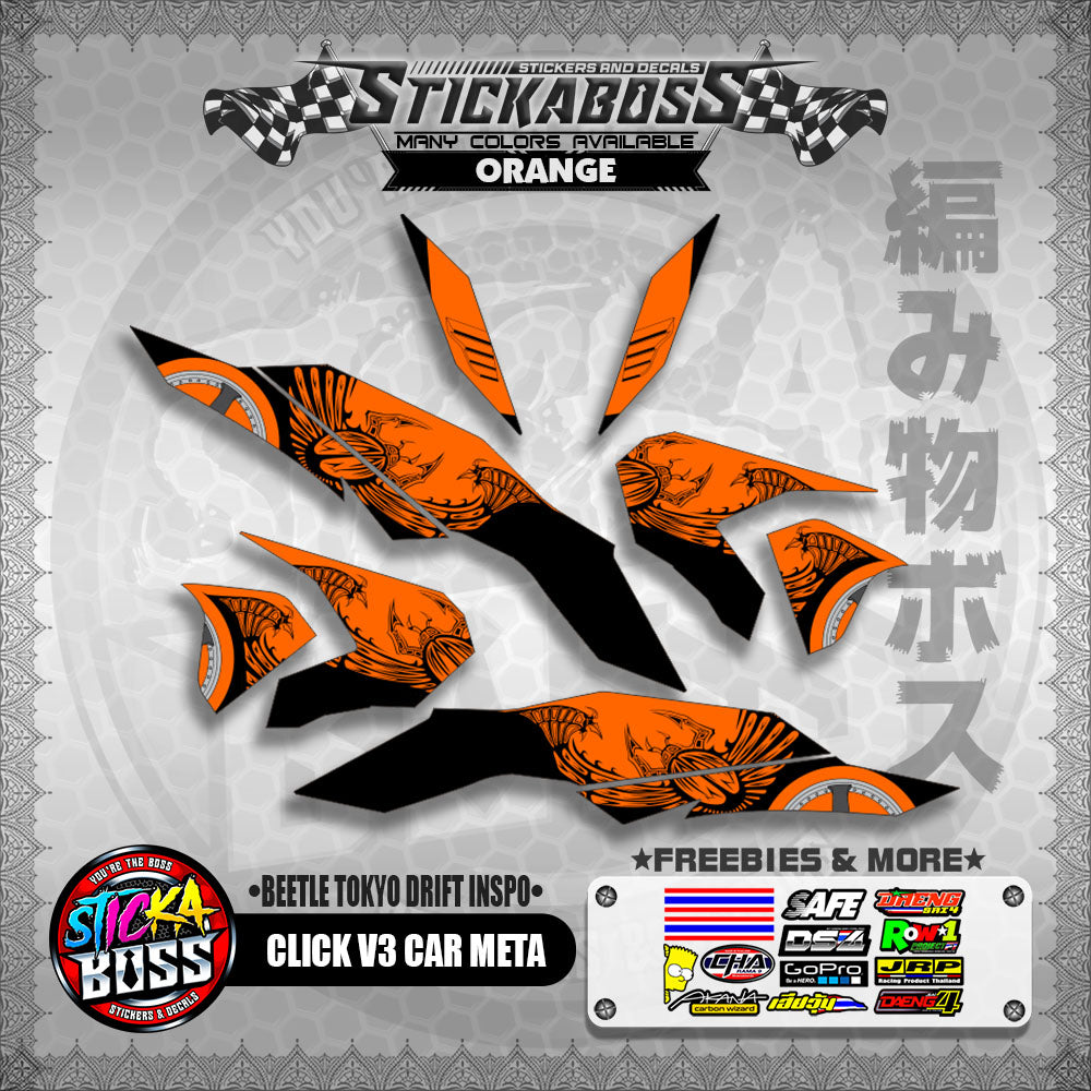 CLICK V3 CAR META DECALS ( BEETLE TOKYO DRIFT INSPO )【WITH FREEBIES】