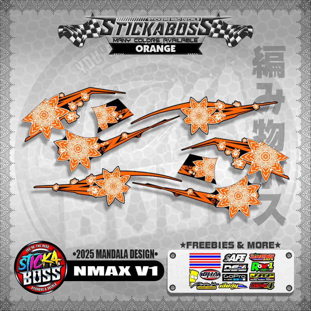 NMAX V1 INDO-THAI-MALAYSIAN STICKER DECALS ( 2025 MANDALA DESIGN )【WITH FREEBIES】