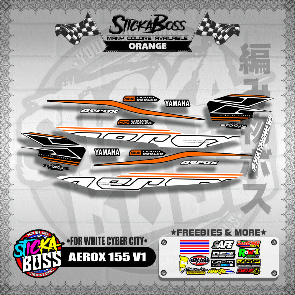AEROX 155 V1 DECALS ( FOR WHITE CYBER CITY )【WITH FREEBIES】