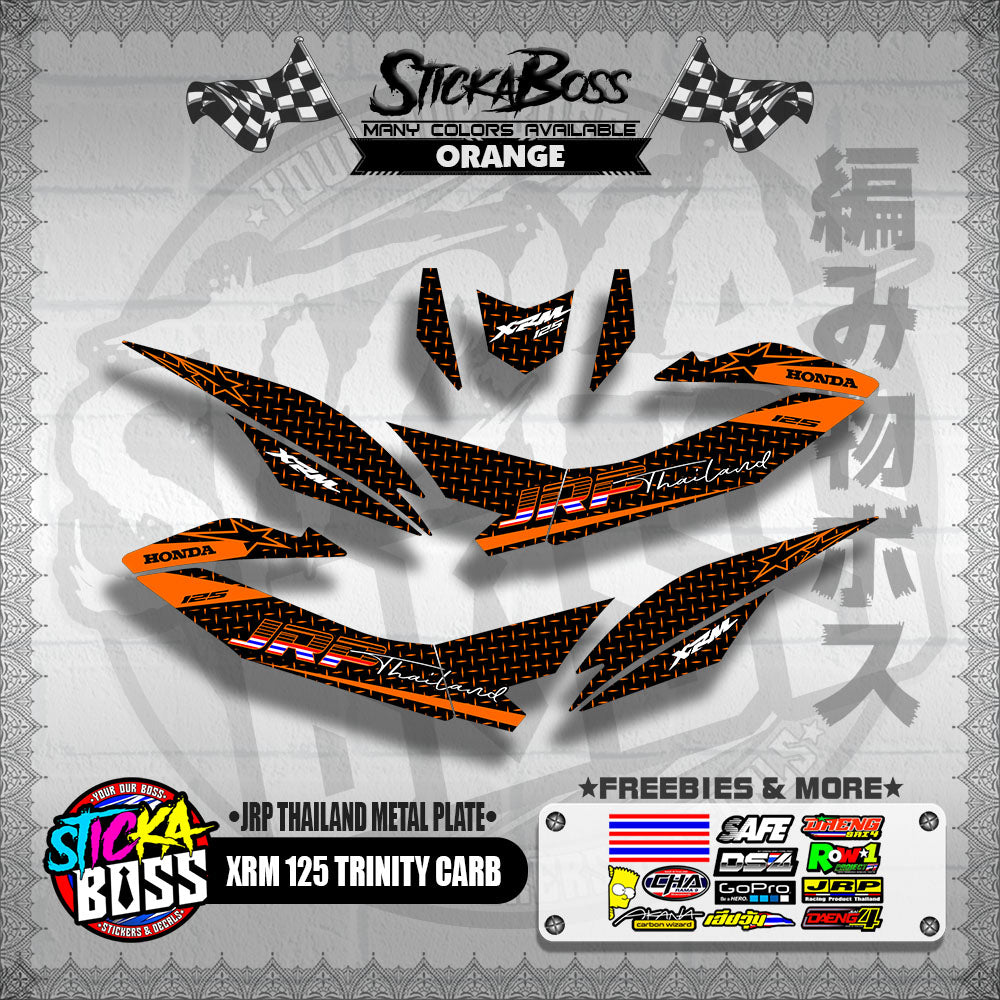 XRM 125 TRINITY CARB DECALS ( JRP THAILAND METAL PLATE )【WITH FREEBIES】