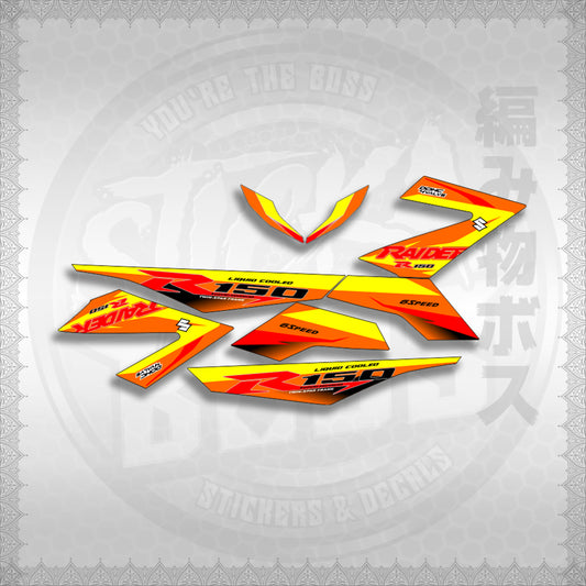 RAIDER 150 FI R150 BLAZE COLOR STICKER DECALS By STICKABOSS (SOFIE LAMINATED WATERPROOF)