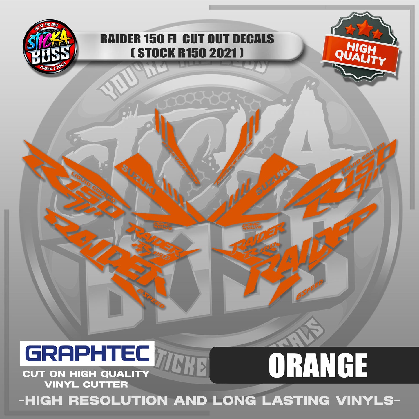 RAIDER 150 FI CUT OUT DECALS ( STOCK R150 2021) | VINYL WATERPROOF CUT-OUT STICKER DECALS