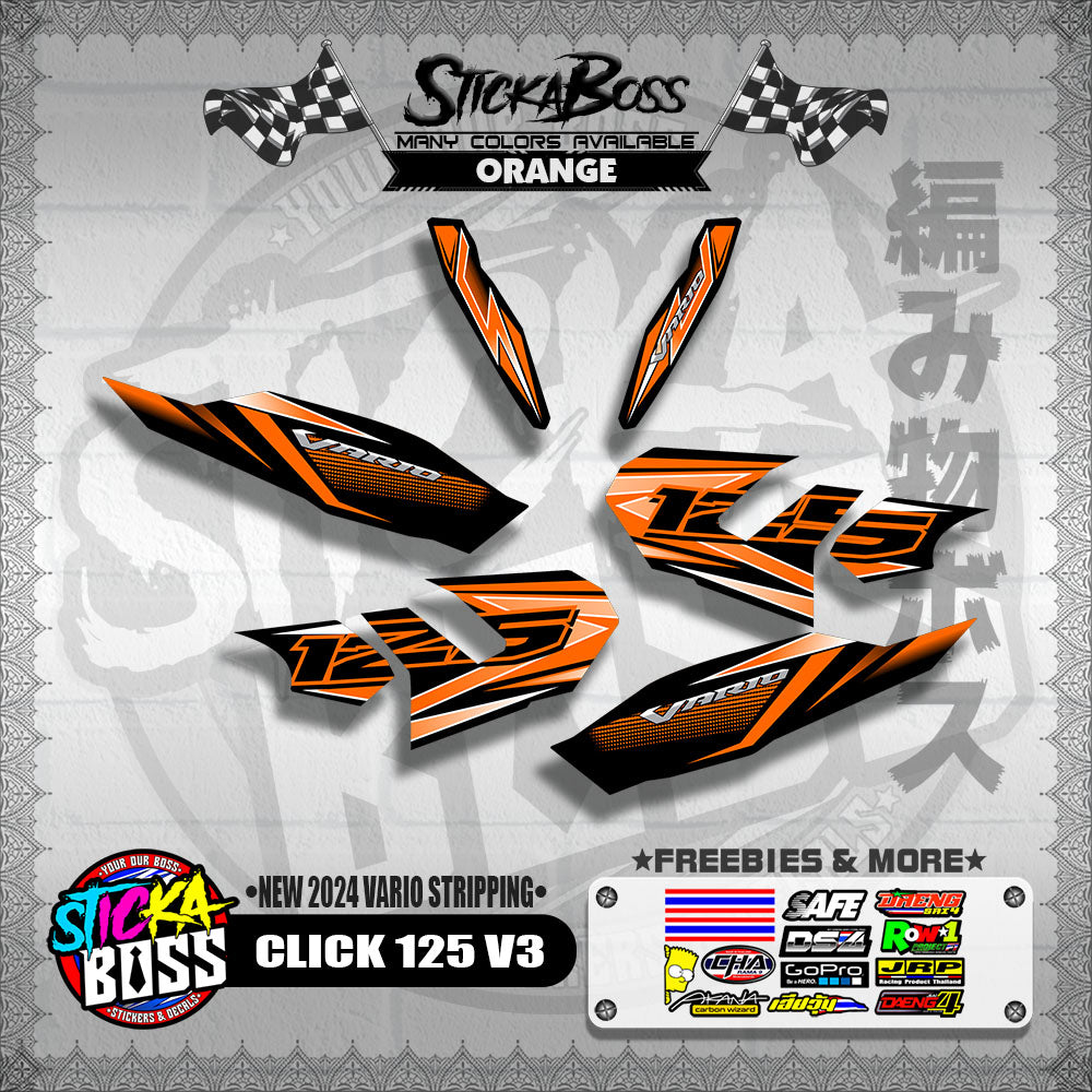 CLICK 125 V3 DECALS ( NEW 2024 VARIO STRIPPING )【WITH FREEBIES】