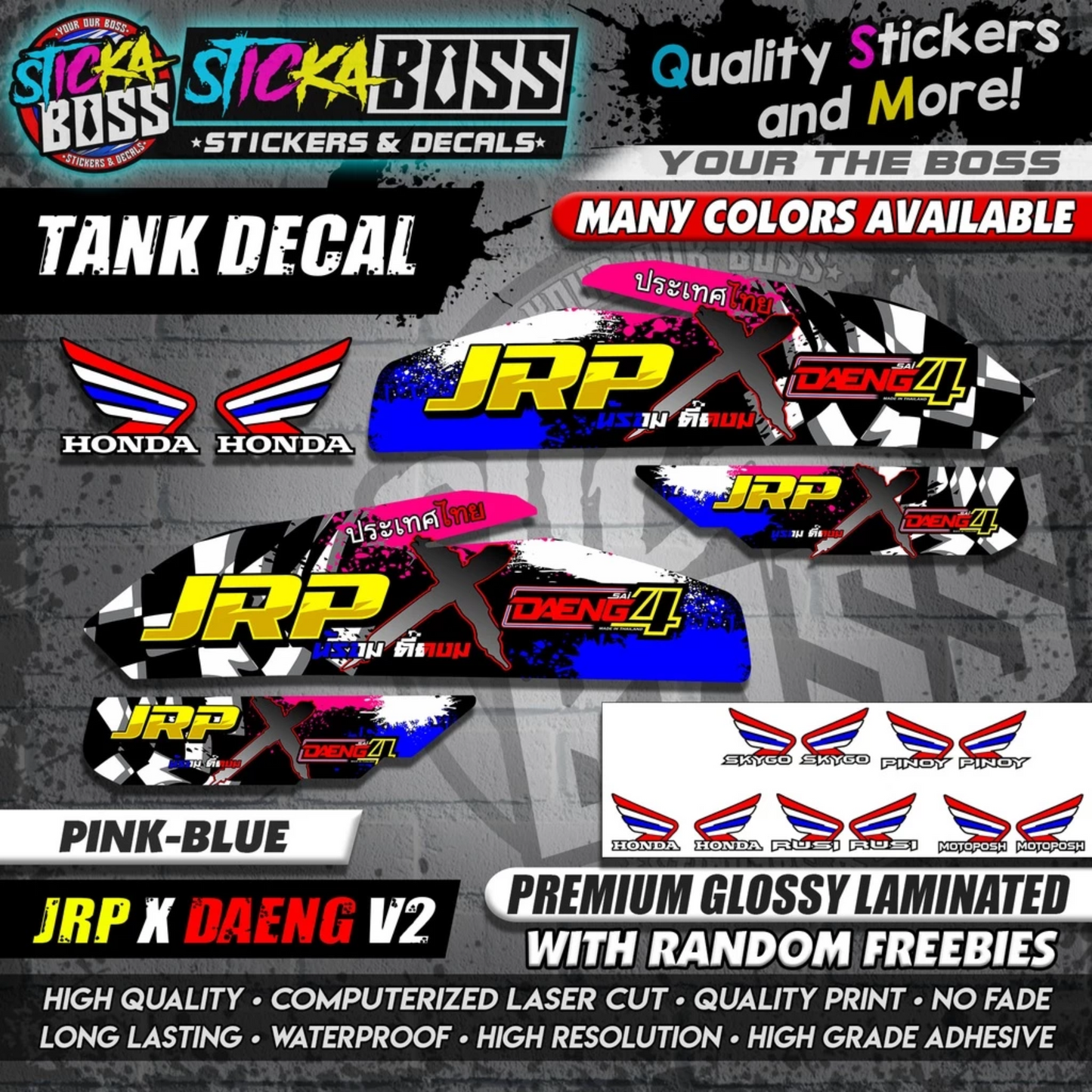 TMX / RUSI / PINOY / MOTOPOSH / SKYGO TANK DECALS STICKER ( JRP X DAENG V2 )【WITH FREEBIES】