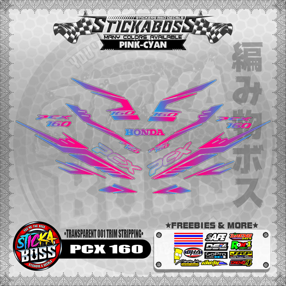 【PREMIUM UV PRINT】TRANSPARENT PCX 160 STICKER DECALS ( 001 TRIM STRIPPING )【WITH FREEBIES】