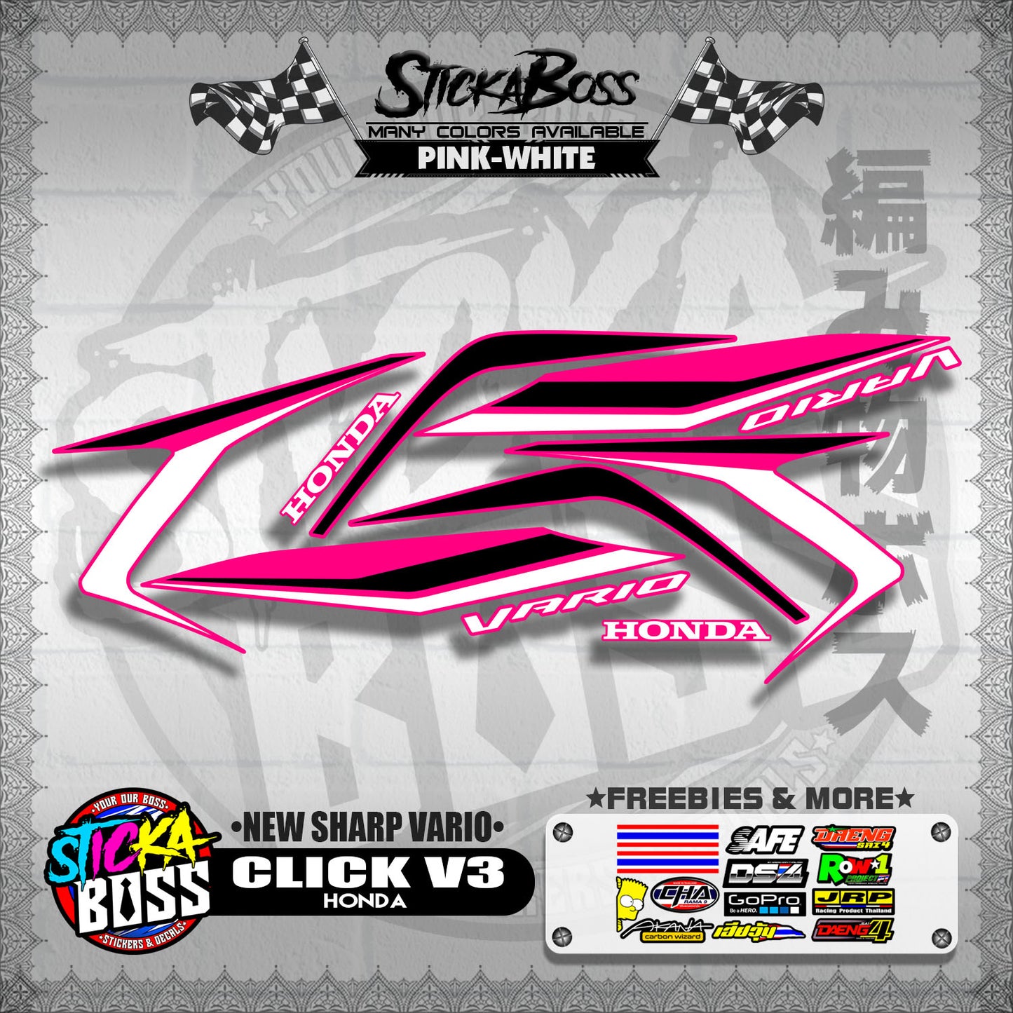 CLICK V3 DECALS ( NEW SHARP VARIO )【WITH FREEBIES】