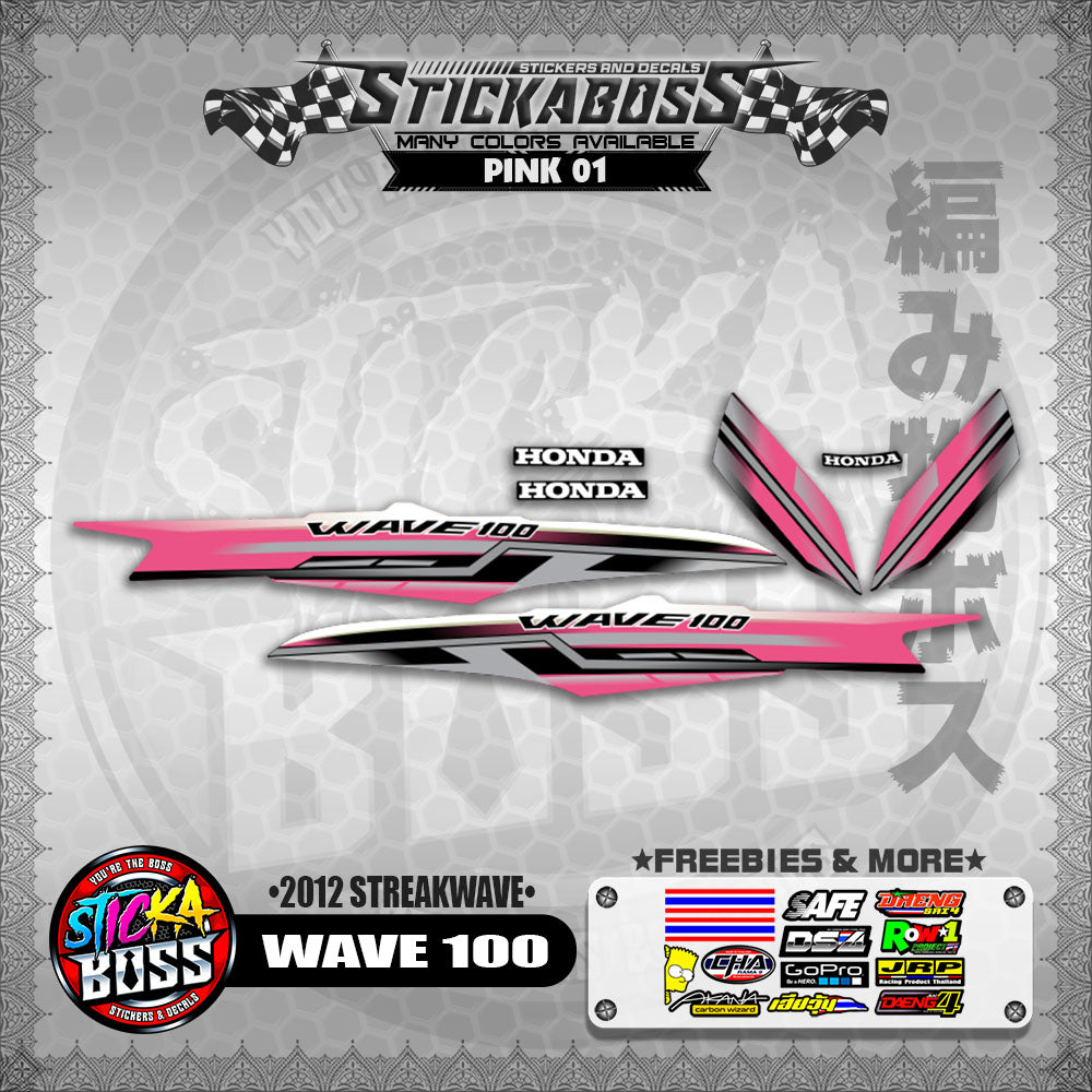 WAVE 100 STICKER DECALS ( 2012 STREAKWAVE ) 【WITH FREEBIES】