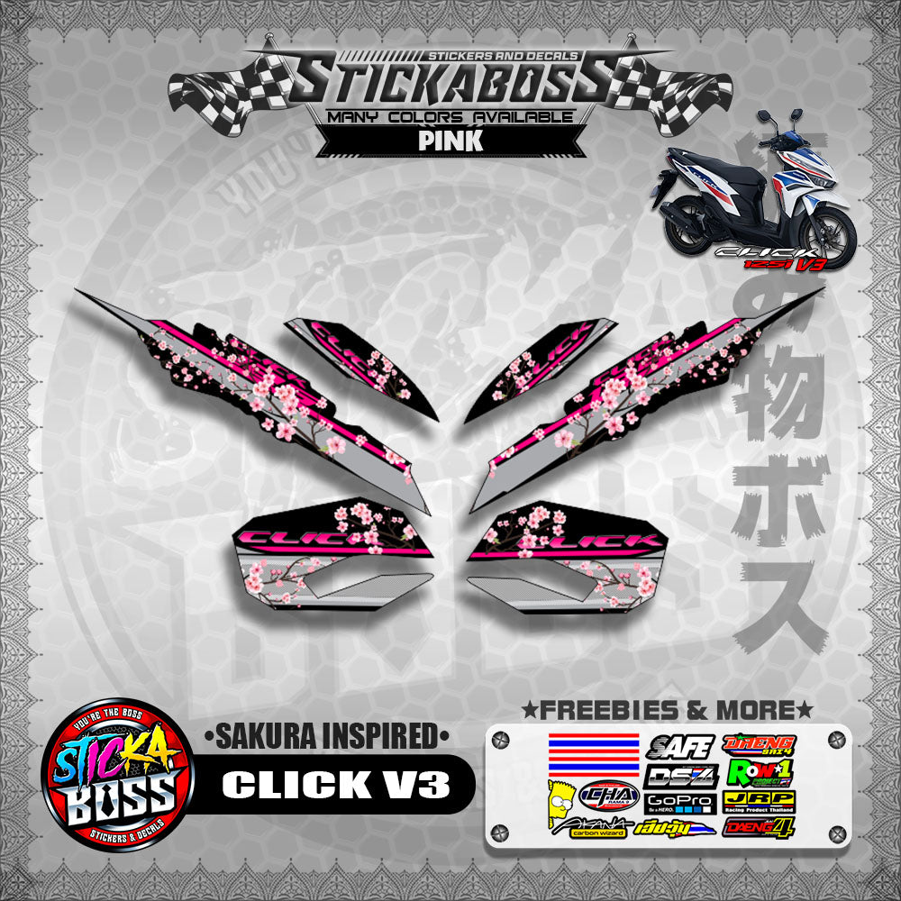 CLICK V3 STICKER DECALS ( SAKURA INSPIRED )【WITH FREEBIES】