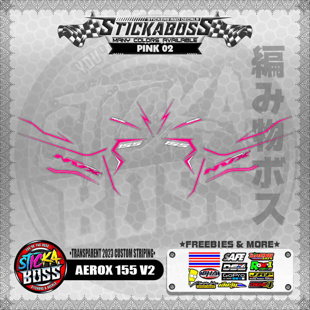【PREMIUM UV PRINT】TRANSPARENT AEROX 155 V2 STICKER DECALS ( 2023 CUSTOM STRIPING )【WITH FREEBIES】