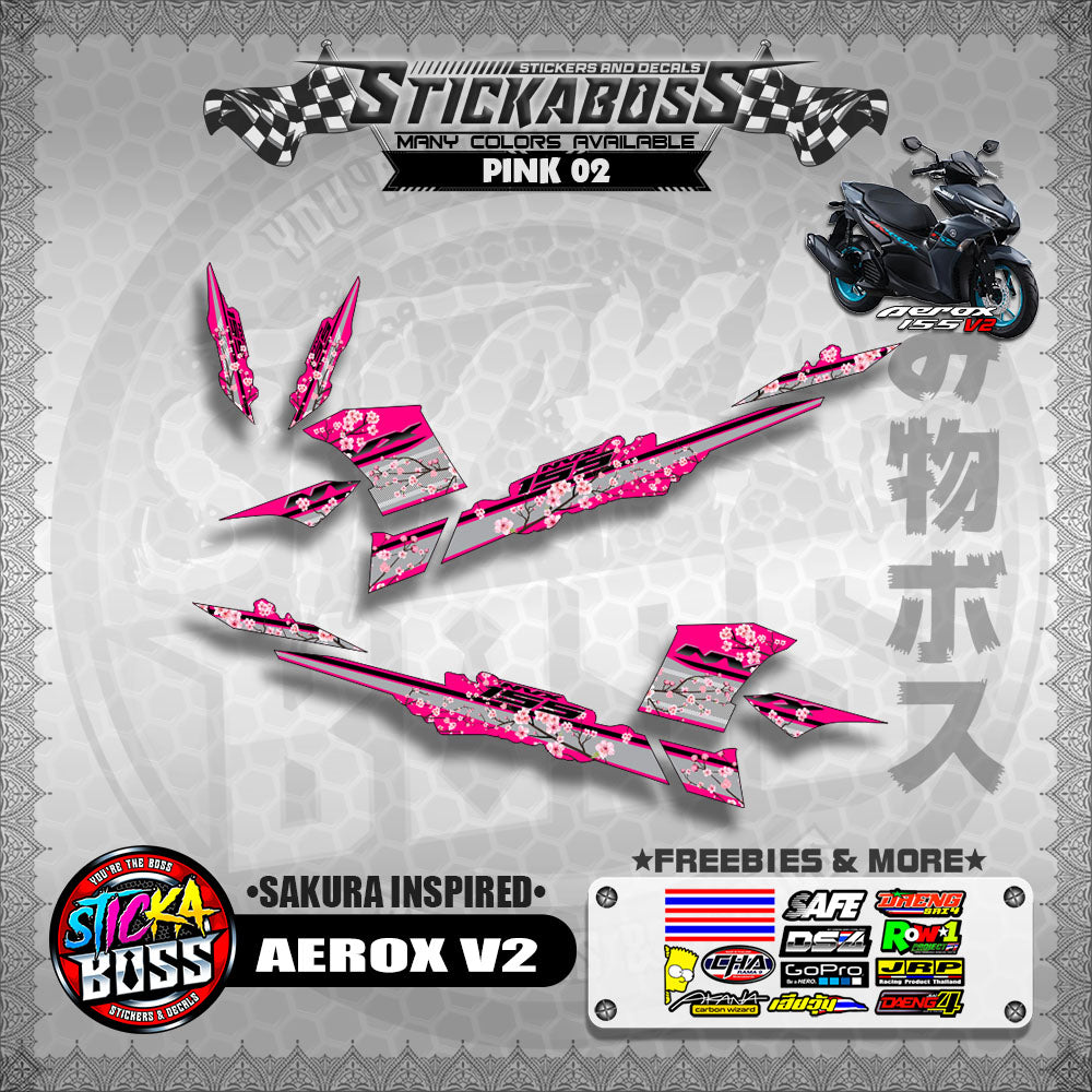 AEROX V2 STICKER DECALS ( SAKURA INSPIRED )【WITH FREEBIES】