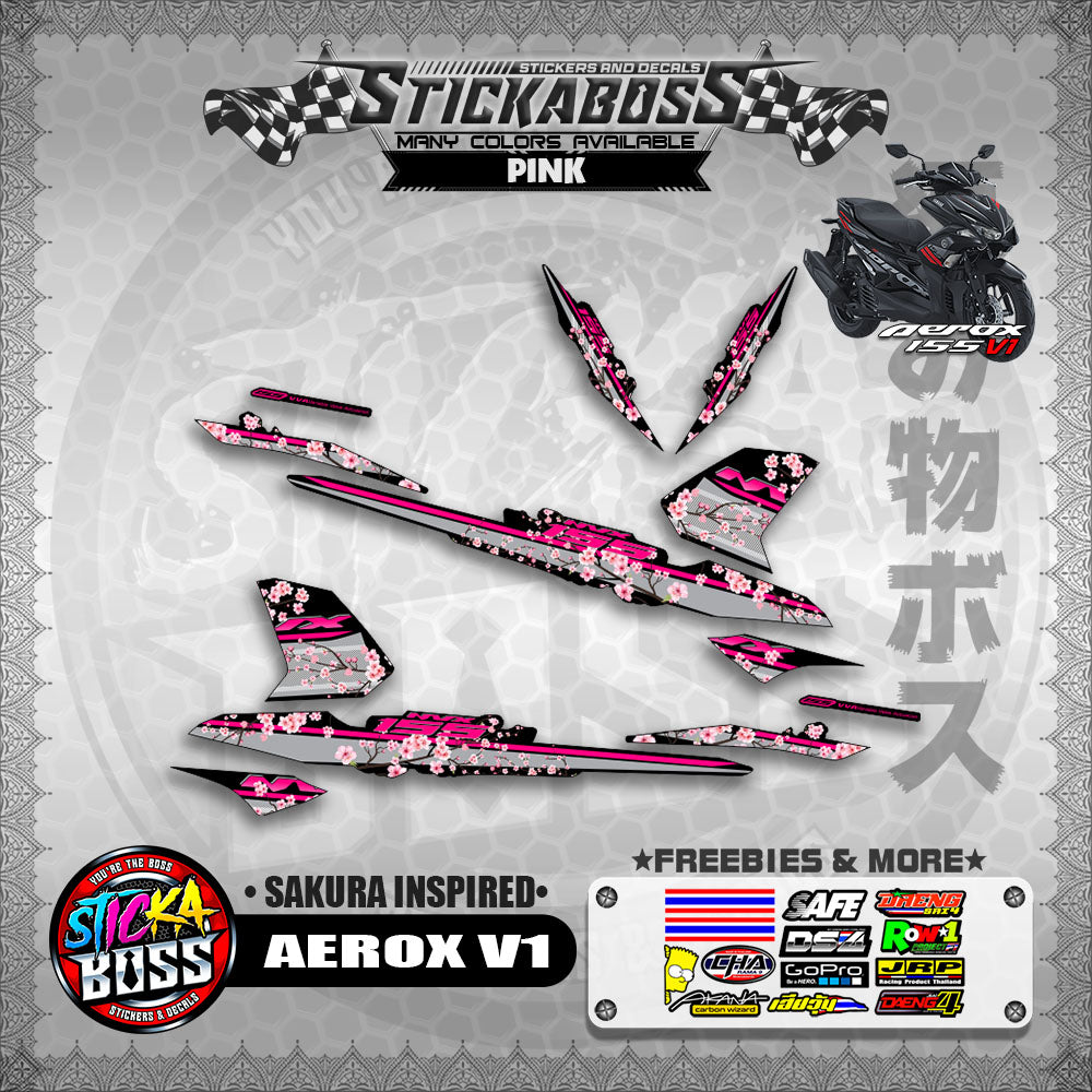 AEROX V1 STICKER DECALS ( SAKURA INSPIRED )【WITH FREEBIES】