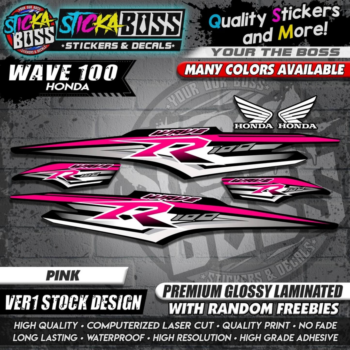 HONDA WAVE 100 R DECALS (Ver1 Stock Design)【WITH FREEBIES】