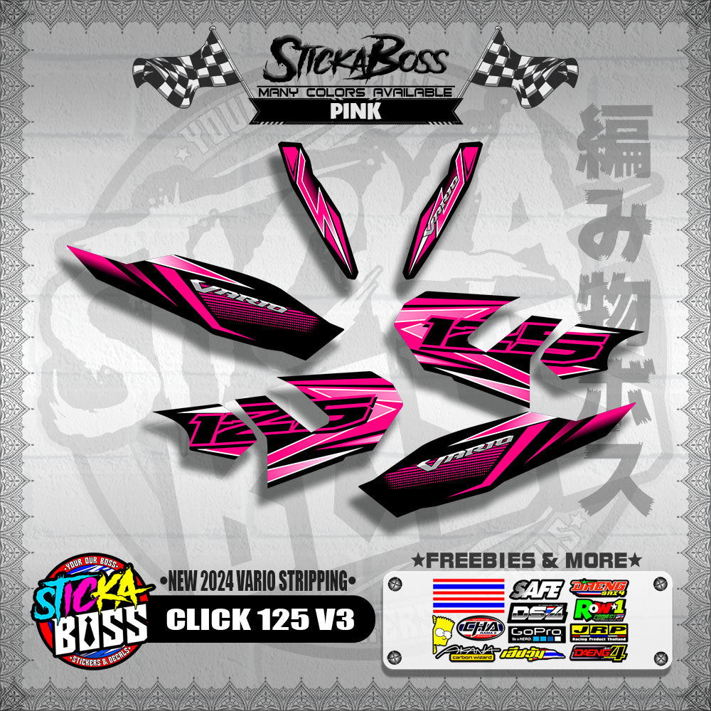 CLICK 125 V3 DECALS ( NEW 2024 VARIO STRIPPING )【WITH FREEBIES】