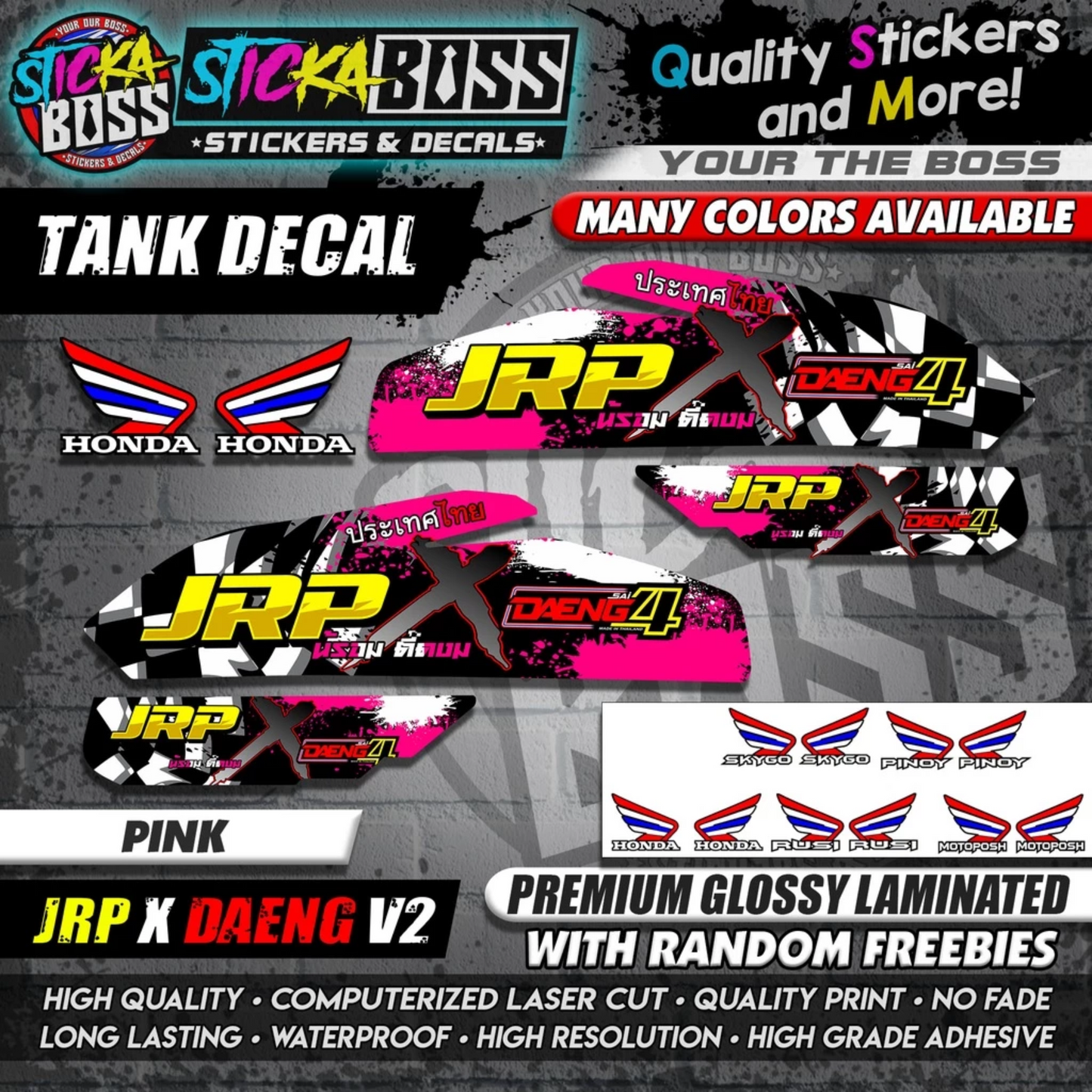 TMX / RUSI / PINOY / MOTOPOSH / SKYGO TANK DECALS STICKER ( JRP X DAENG V2 )【WITH FREEBIES】