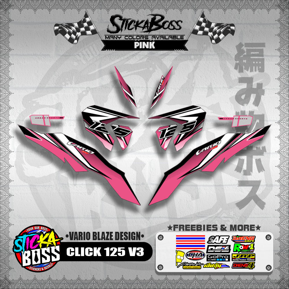 CLICK 125 V3 DECALS ( VARIO BLAZE DESIGN )【WITH FREEBIES】