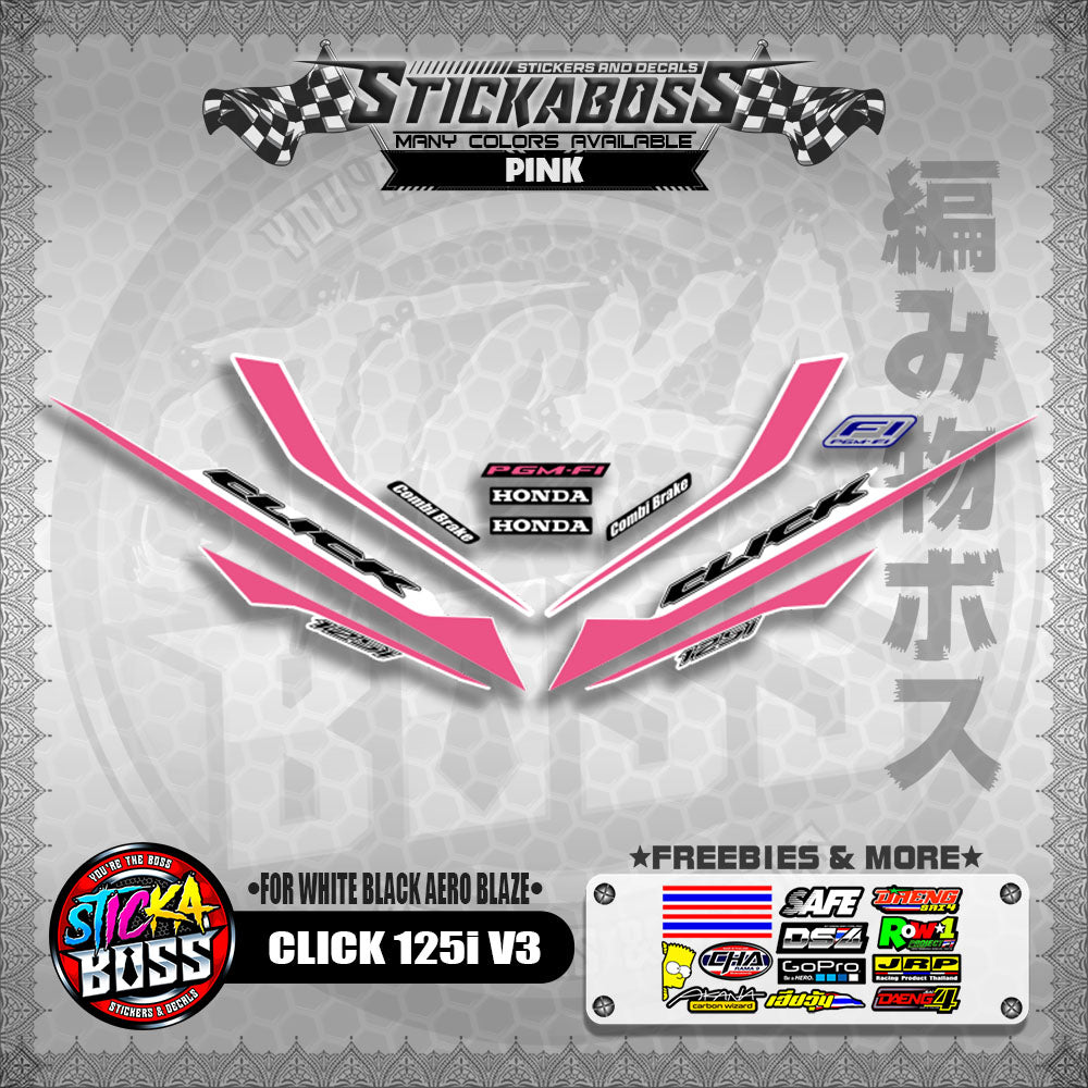 CLICK 125i V3 STICKER DECALS ( FOR WHITE BLACK AERO BLAZE )【WITH FREEBIES】