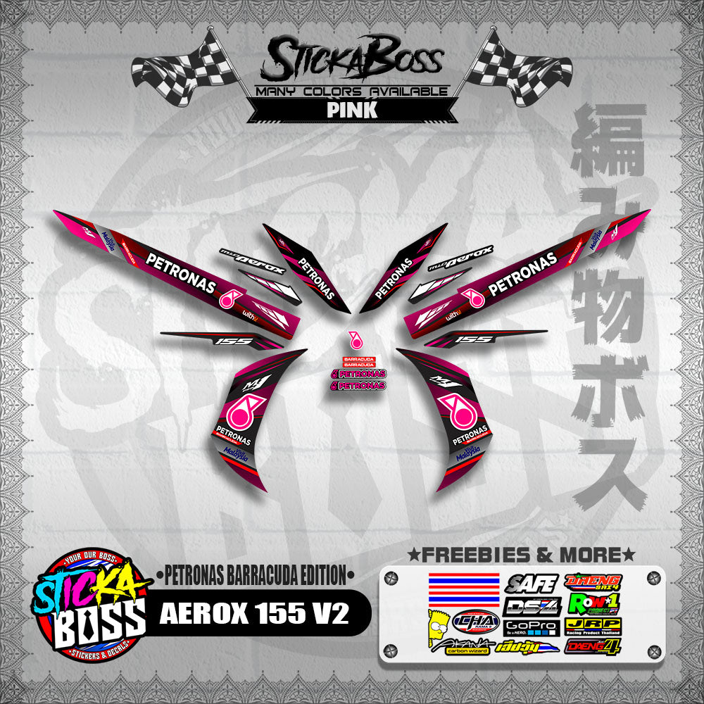 AEROX 155 V2 DECALS ( PETRONAS BARRACUDA EDITION )【WITH FREEBIES】