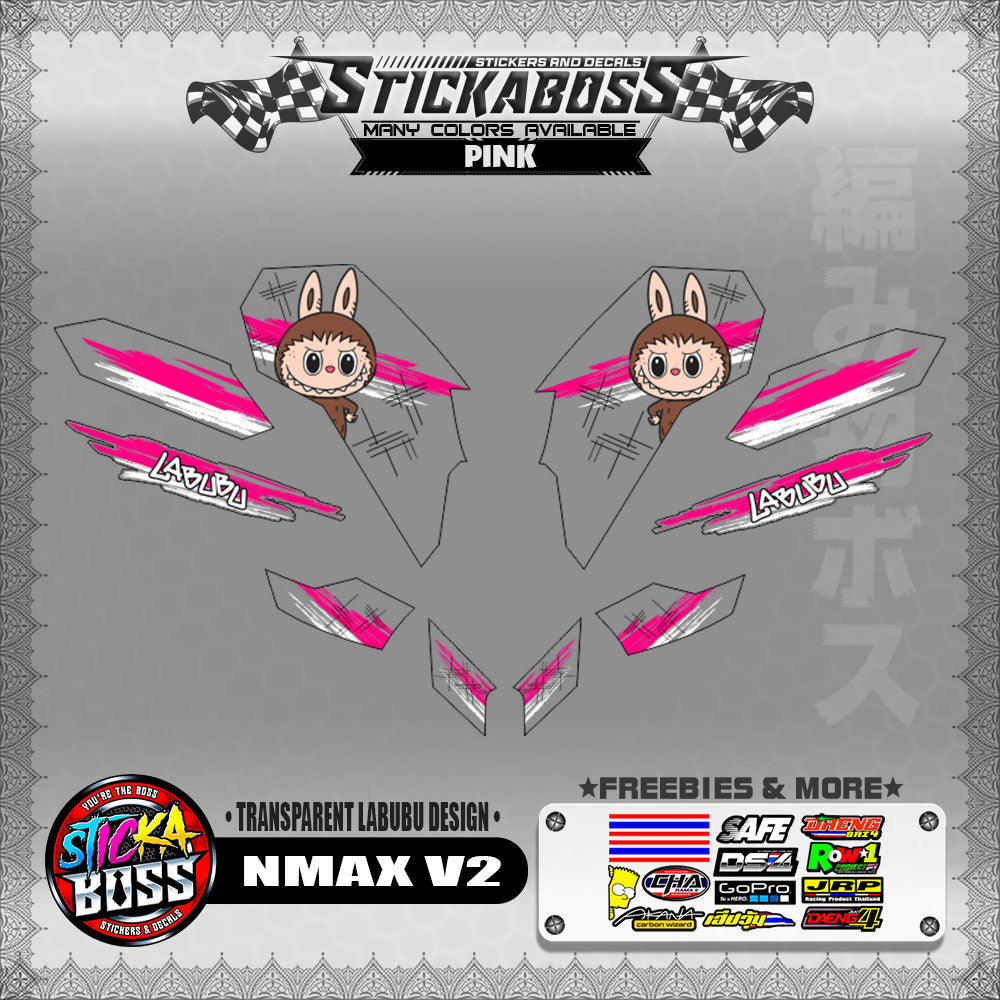 【PREMIUM UV PRINT】TRANSPARENT NMAX V2 STICKER DECALS ( LABUBU DESIGN )【WITH FREEBIES】