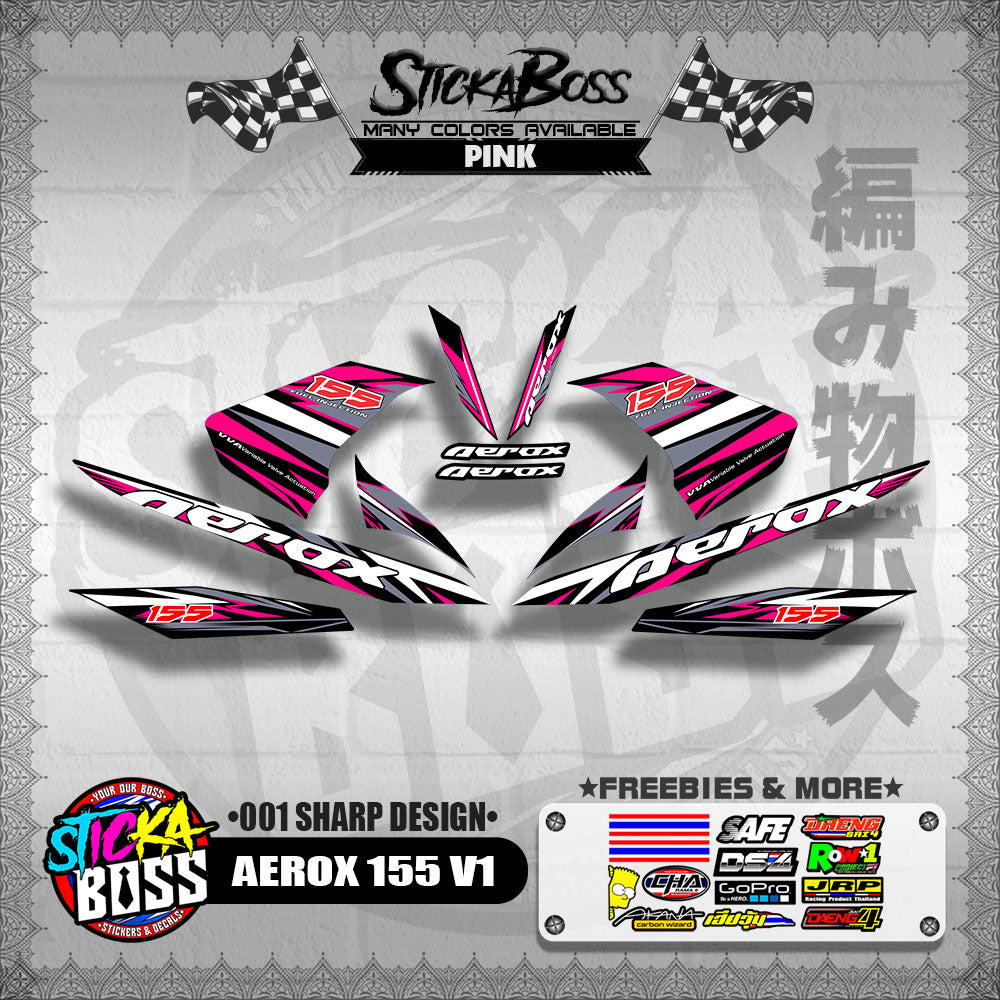 AEROX 155 V1 DECALS ( 001 SHARP DESIGN )【WITH FREEBIES】
