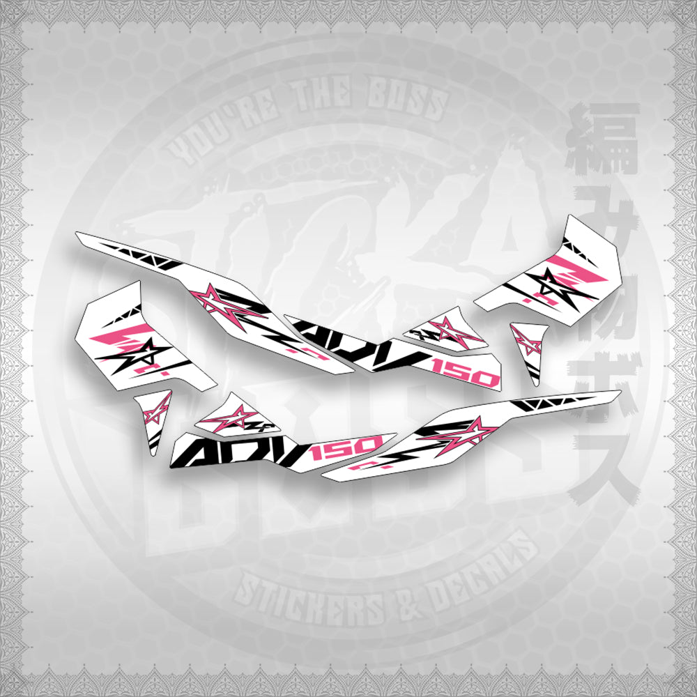 STICKER DECALS for ADV 150 (A150ALxOMINFOWH) By STICKABOSS (SOFIE LAMINATED WATERPROOF)