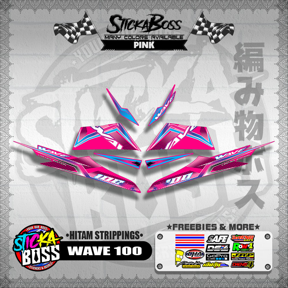 WAVE 100 MALAYSIAN DECALS ( HITAM STRIPPINGS )【WITH FREEBIES】