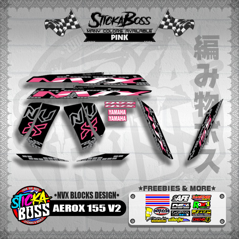 AEROX 155 V2 DECALS ( NVX BLOCKS DESIGN )【WITH FREEBIES】