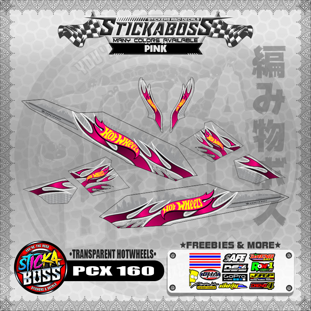 【PREMIUM UV PRINT】TRANSPARENT PCX 160 DECALS ( TRANSPARENT HOTWHEELS )【WITH FREEBIES】