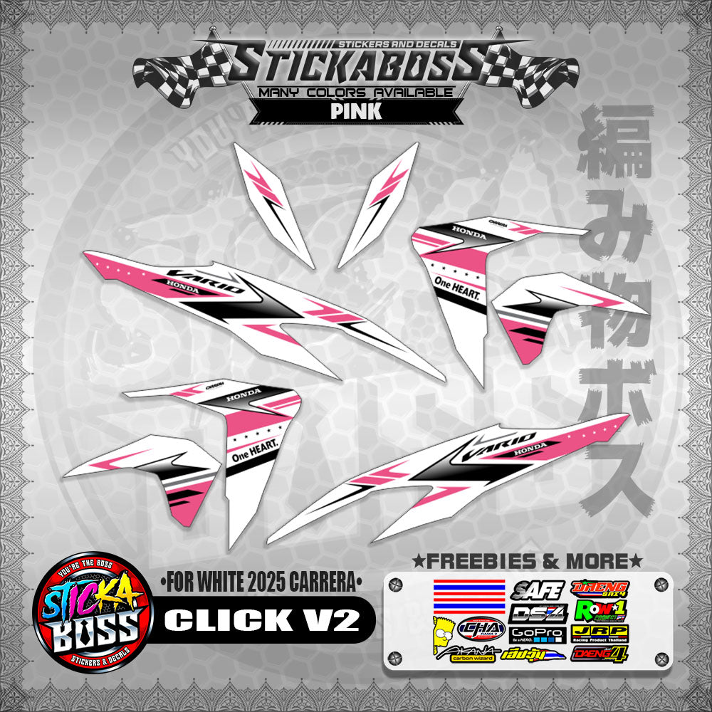CLICK V2 STICKER DECALS ( FOR WHITE 2025 CARRERA )【WITH FREEBIES】