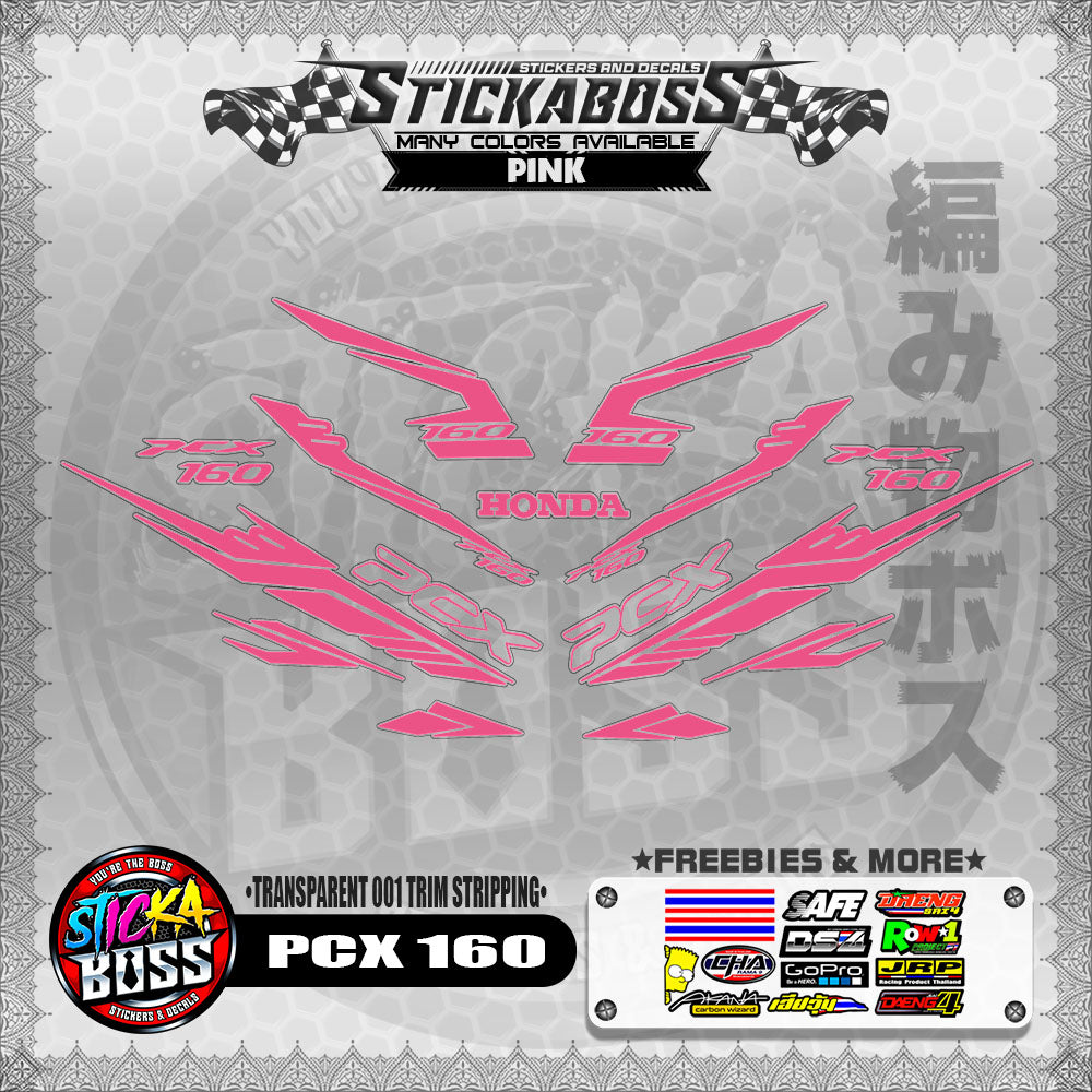 【PREMIUM UV PRINT】TRANSPARENT PCX 160 STICKER DECALS ( 001 TRIM STRIPPING )【WITH FREEBIES】