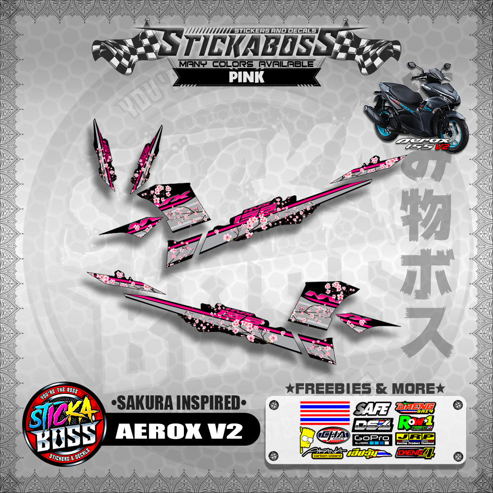 AEROX V2 STICKER DECALS ( SAKURA INSPIRED )【WITH FREEBIES】