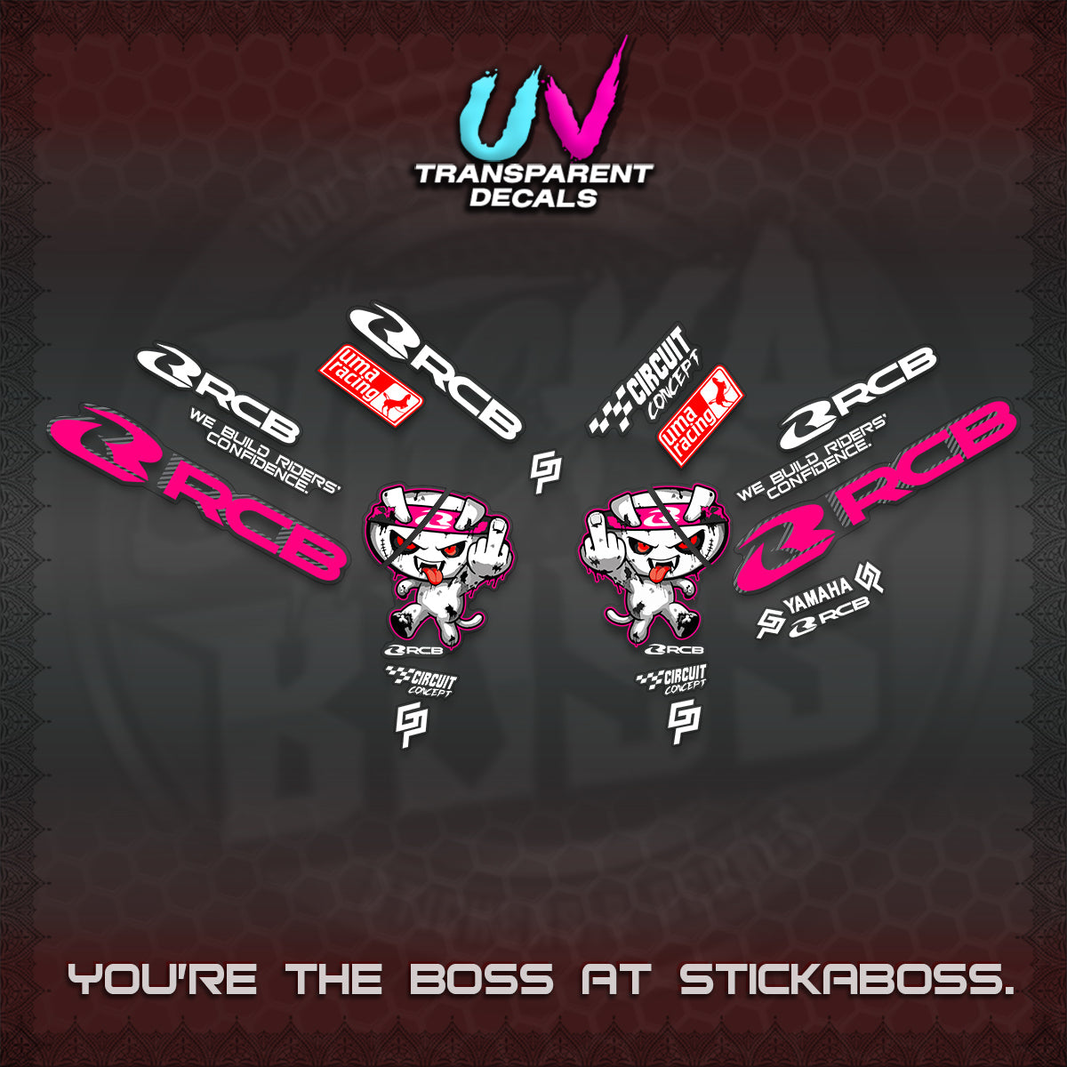 AEROX V2 UV TRANSPARENT DECALS (2026 RACE ZOMBIE DESIGN)STICKER DECALS By STICKABOSS