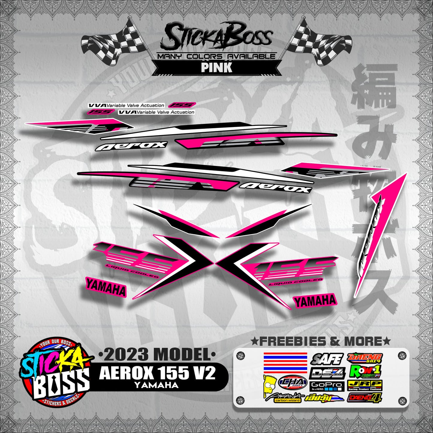 AEROX 155 V2 2023 STOCK DECALS ( 2023 MODEL )【WITH FREEBIES】